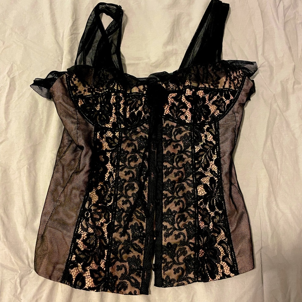 VINTAGE Black embellished corset top